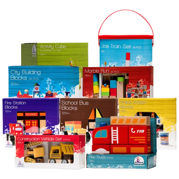 Pick Your 3-Pack: BooKid Wooden Toys for Kids