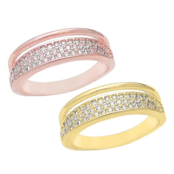 Savvy Cie 14K Gold Plated Double Band Ring
