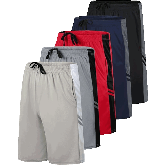 5-Pack: Nextex Men's Dry Fit Active Athletic Performance Shorts
