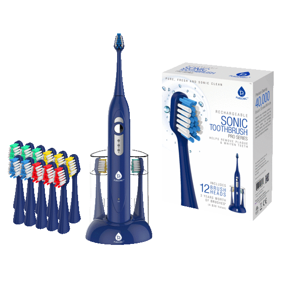 Pursonic S430 Sonic Toothbrush with 12 Brush Heads