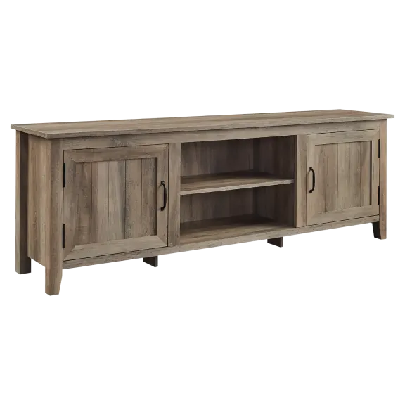 Walker Edison 70" Modern Farmhouse Grooved Door Wood TV Stand
