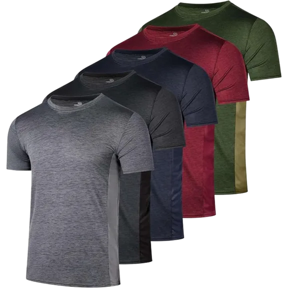 5-Pack: Nextex Men's Dry Fit Active Athletic Performance T-Shirts