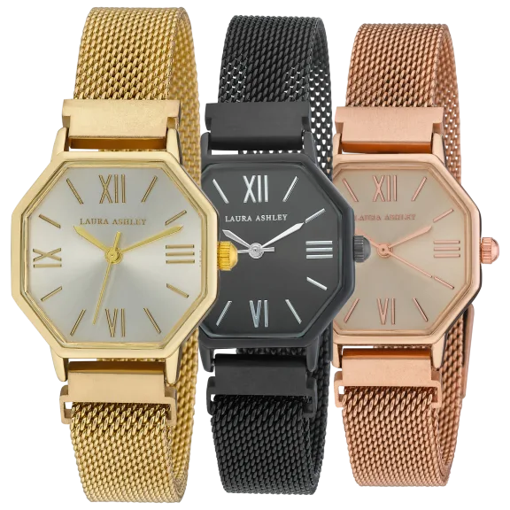 Laura Ashley Women's Hexagon Mesh Watch