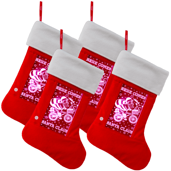 4-Pack: Pop Lights Light-Up Santa Stocking