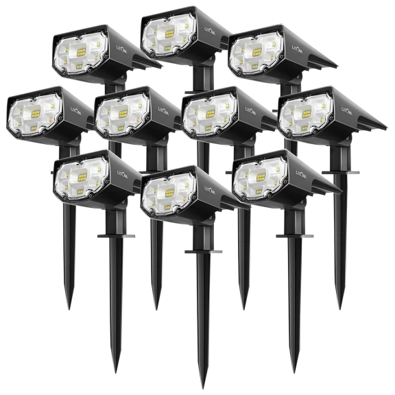 10-Pack: Litom LED Outdoor Solar-Powered Landscape Spotlight Lights