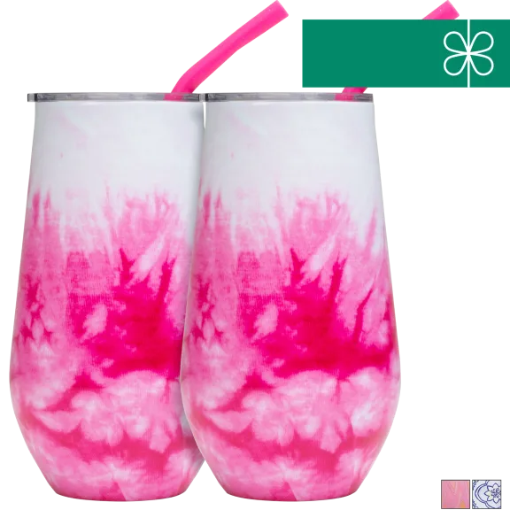 2-Pack: Cambridge 16 oz Insulated Tumblers with Straw