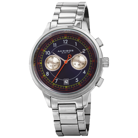 Akribos Ion Plated Chronograph Link Bracelet Watch