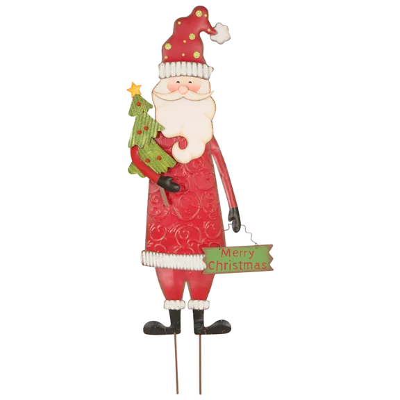 Glitzhome 36.02"H Metal Santa Yard Stake or Standing Décor or Wall Décor