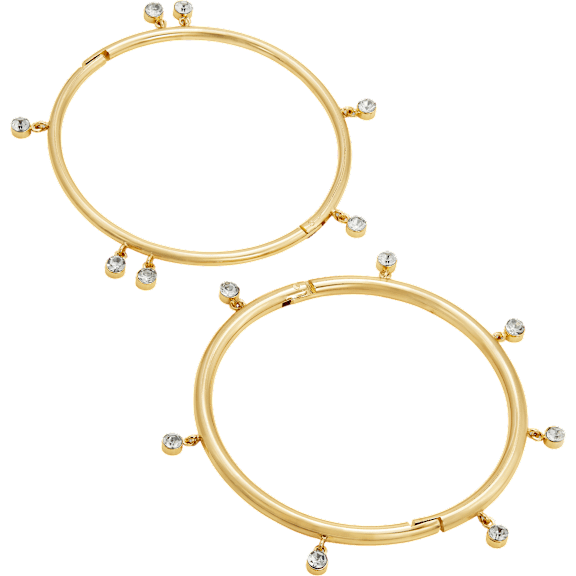 2-Pack: Savvy Cie Bangle with Round Cubic Zirconia Fringe