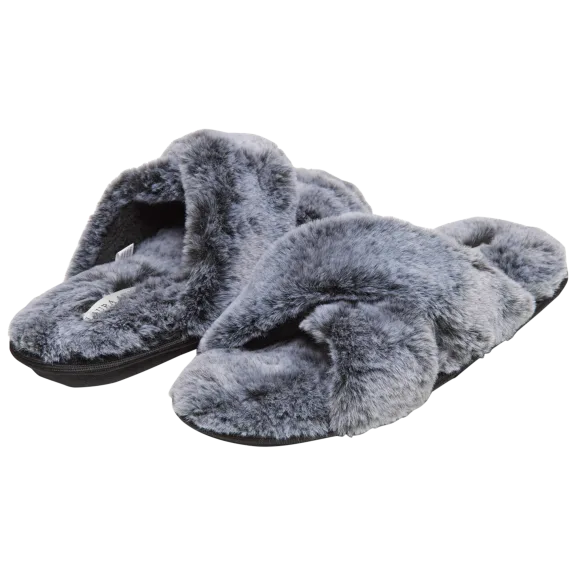 Laura Ashley Ladies Tipped Plush X Band Slippers