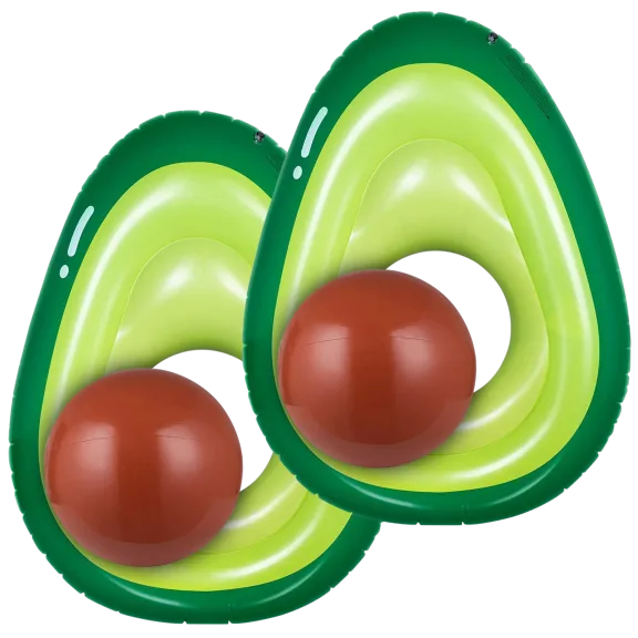 2-Pack: Inflatable 65 x 50" Avocado Pool Floats with Ball