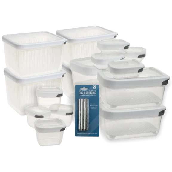 Geoffrey Zakarian 32-Piece Food Storage Canisters in White with Labeling Pen