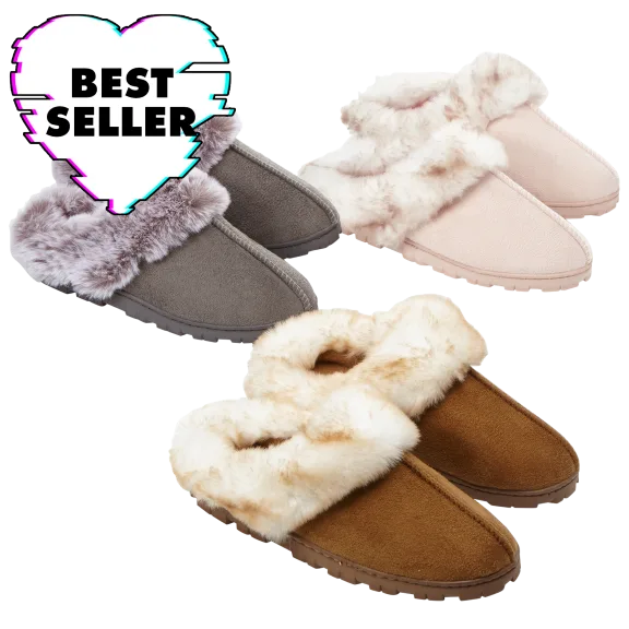 Jessica Simpson Microsuede Clog with Tipped Faux Fur