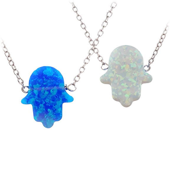 Savvy Cie Created Opal Sterling Hamsa Necklace