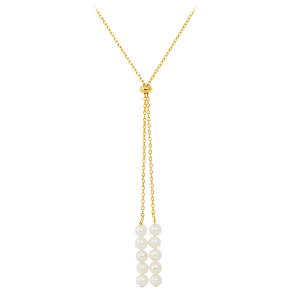 Savvy Cie 18K Gold Plated Genuine Pearl Lariat Necklace