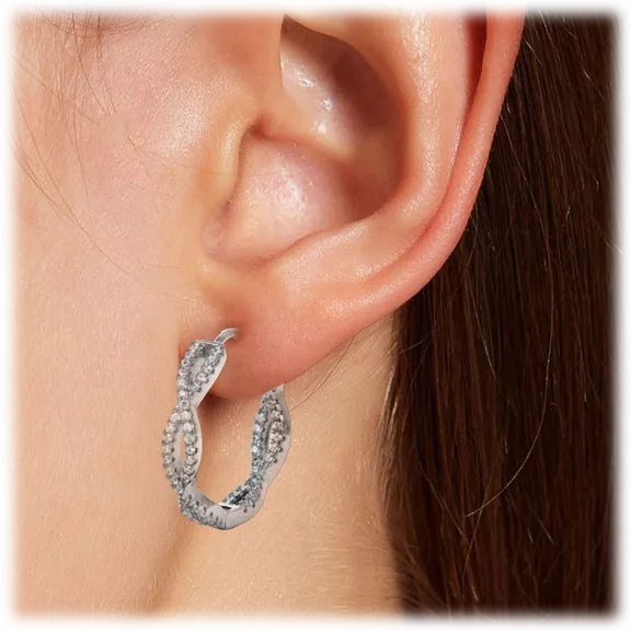 Savvy Cie Sterling Silver Braided Inside Out Hoop Earrings