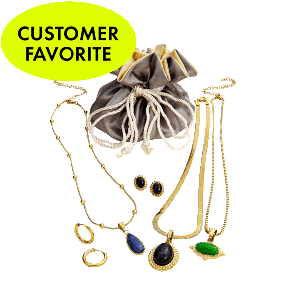 Savvy Cie 8-Piece Genuine Gemstone Set with Travel Gift Pouch