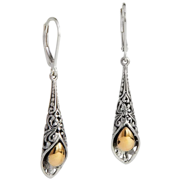 Savvy Cie Jewels 18K Gold and Sterling Silver Cone Drop Bali Earrings