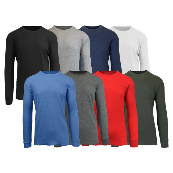 3-Pack: Men's Long Sleeve Waffle-Knit Basic Thermal Shirts