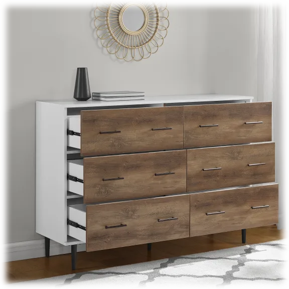 Walker Edison Savanna Modern Wood 6 Drawer Dresser