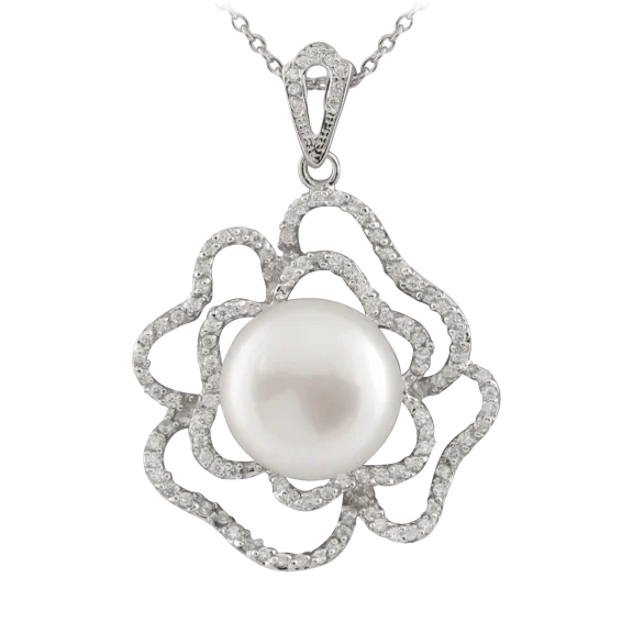 White Freshwater Pearl Pendant in Silver