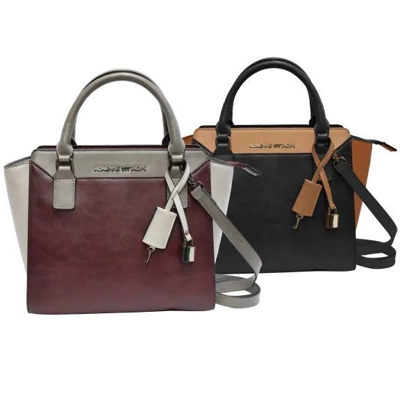 Adrienne Vittadini Colorblock Collection Medium Satchel Crossbody