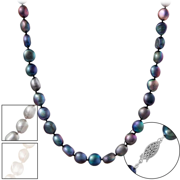 Splendid Pearls 9-10mm Baroque Shaped Freshwater Pearl Necklace