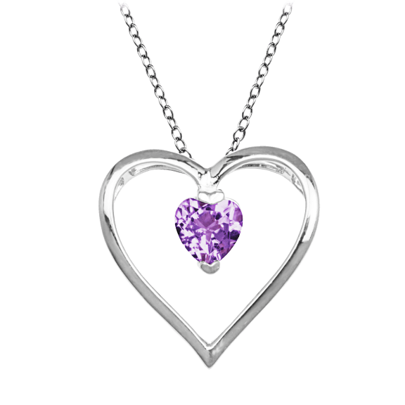 Morgan & Paige Sterling Silver Open Heart Pendant with an Amethyst Gemstone