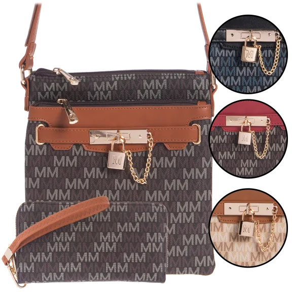 Patterned Crossbody and Wallet Combo by Milan Imports