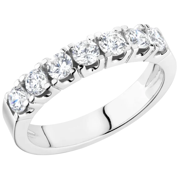 Gilo Pearls Diamond Prong Set Anniversary Band 14K Gold in Carats .10Ct -.94Ct