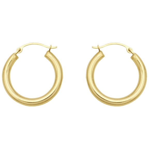 Pori Jewelers 10K Gold High Polish 3MM Hoop Earrings