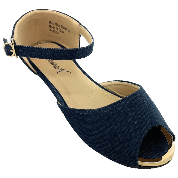 Victoria K. Women's Fashion Open-Toe Flats in Denim