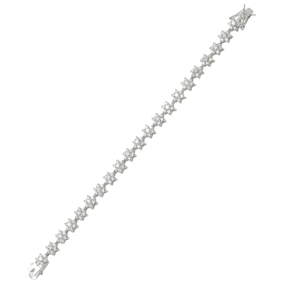 Kenneth Jay Lane 15 CTTW Round CZ Floral Classic Bracelet Tennis
