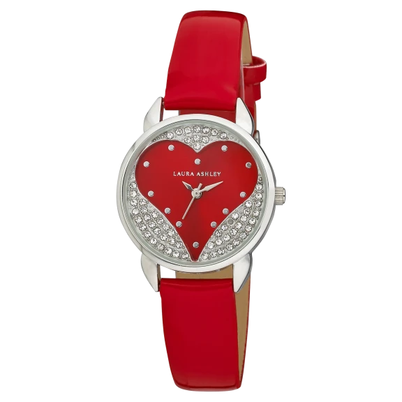 Laura Ashley Open Heart Patent Strap Watch