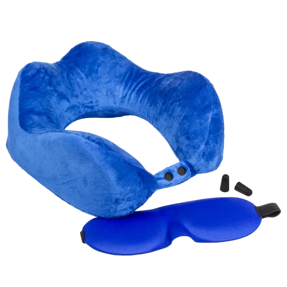 2-Pack: My Perfect Nights Memory Foam Travel Pillow with Eye Mask and Ear Plugs