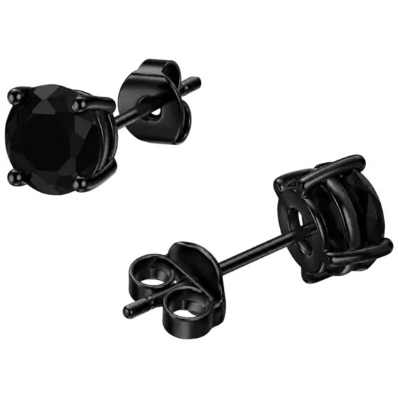 Donatello Gian Sterling Silver Black Rhodium Plated Onyx Stud Earrings