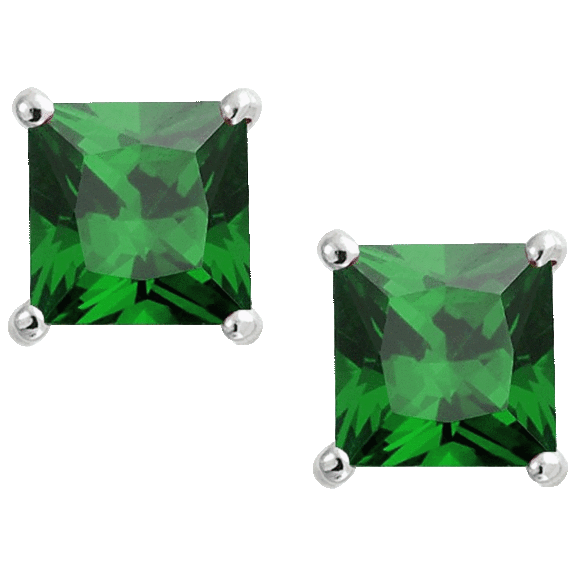 Pori Jewelers Square Birthstone Studs Made with Austrian Crystal in 14K Settings