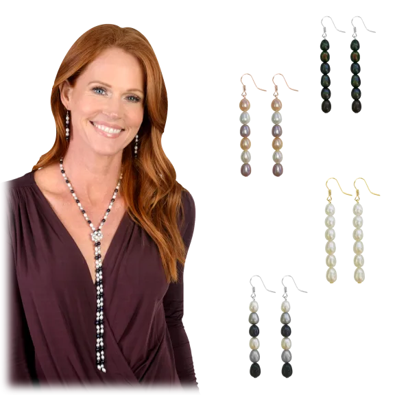 Pacific Pearls Society Island Waterfall Statement Earrings