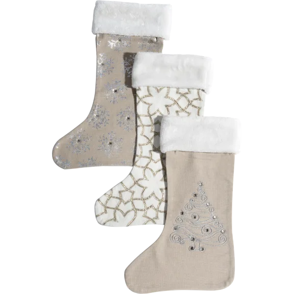 3-Pack: Shiraleah Anjou Christmas Stockings