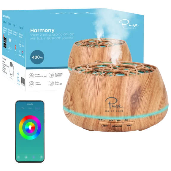 Harmony Smart WiFi Diffuser with Bluetooth Speaker & Essential Oils