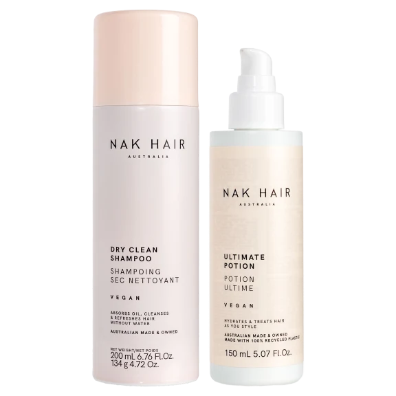 Paquete de 2: NAK Cuidado del Cabello (Ultimate Potion + Dry Clean Shampoo)