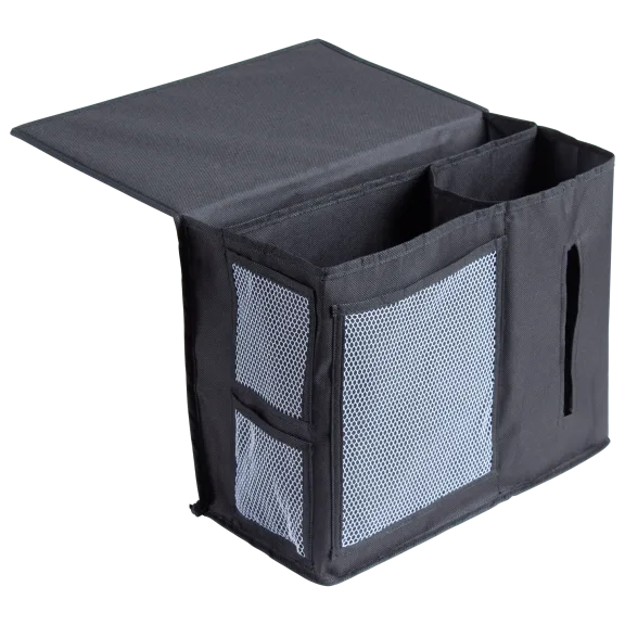 Farberware 6 Pocket Bedside Caddy with Tissue Box Holder - Black