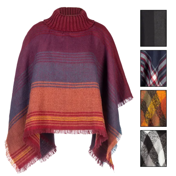 Tahari Designer Cowl Neck Knit Poncho