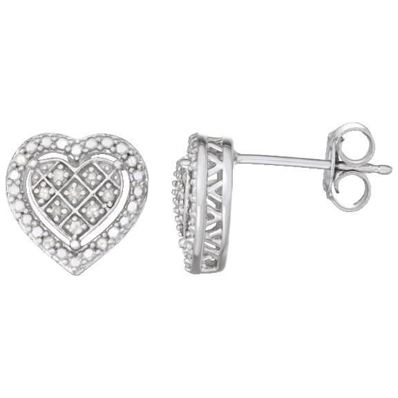 Diamond Muse 1/10 Carat Tw Diamond Heart Stud Earrings In Sterling Silver