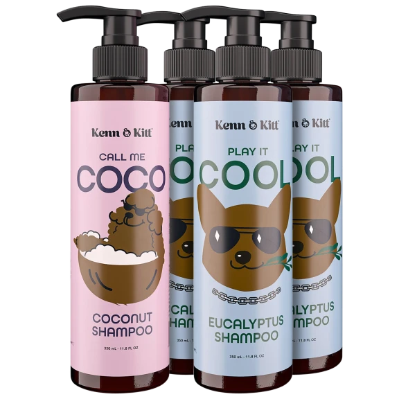 4-Pack: Kenn & Kitt Vet-Formulated Dog Shampoo (3 Eucalyptus + 1 Coconut)