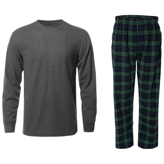 2-Piece: Nextex Men's Thermal Crew Neck and Fleece Pants Lounge Set