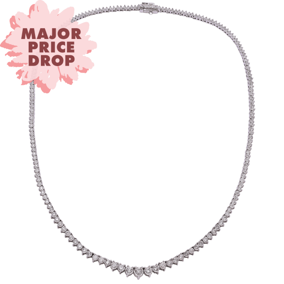 Diamond Muse 3 Carat TW Genuine Diamond Tennis Necklace in Sterling Silver