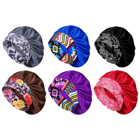 6-Pack: Miley Cosmetics Women's Silky Satin Sleeping Bonnet