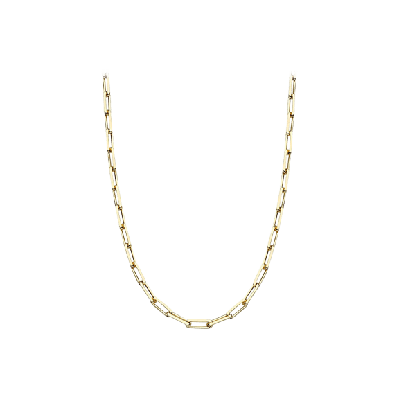 18K Gold Plated Italian Design Paperclip Link Chain Necklace By Genevive