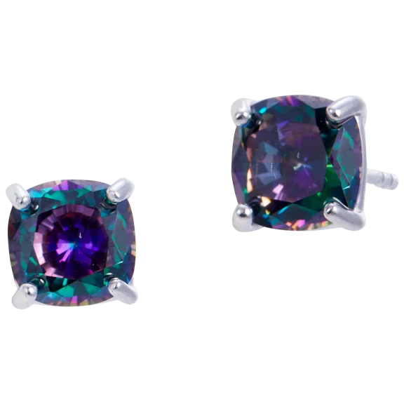 Savvy Cie Sterling Silver 100 Facets Mystic Topaz Stud Earrings